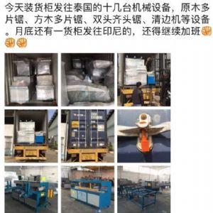 泰國東部加工橡膠木生產設備，圓木多片鋸生產線