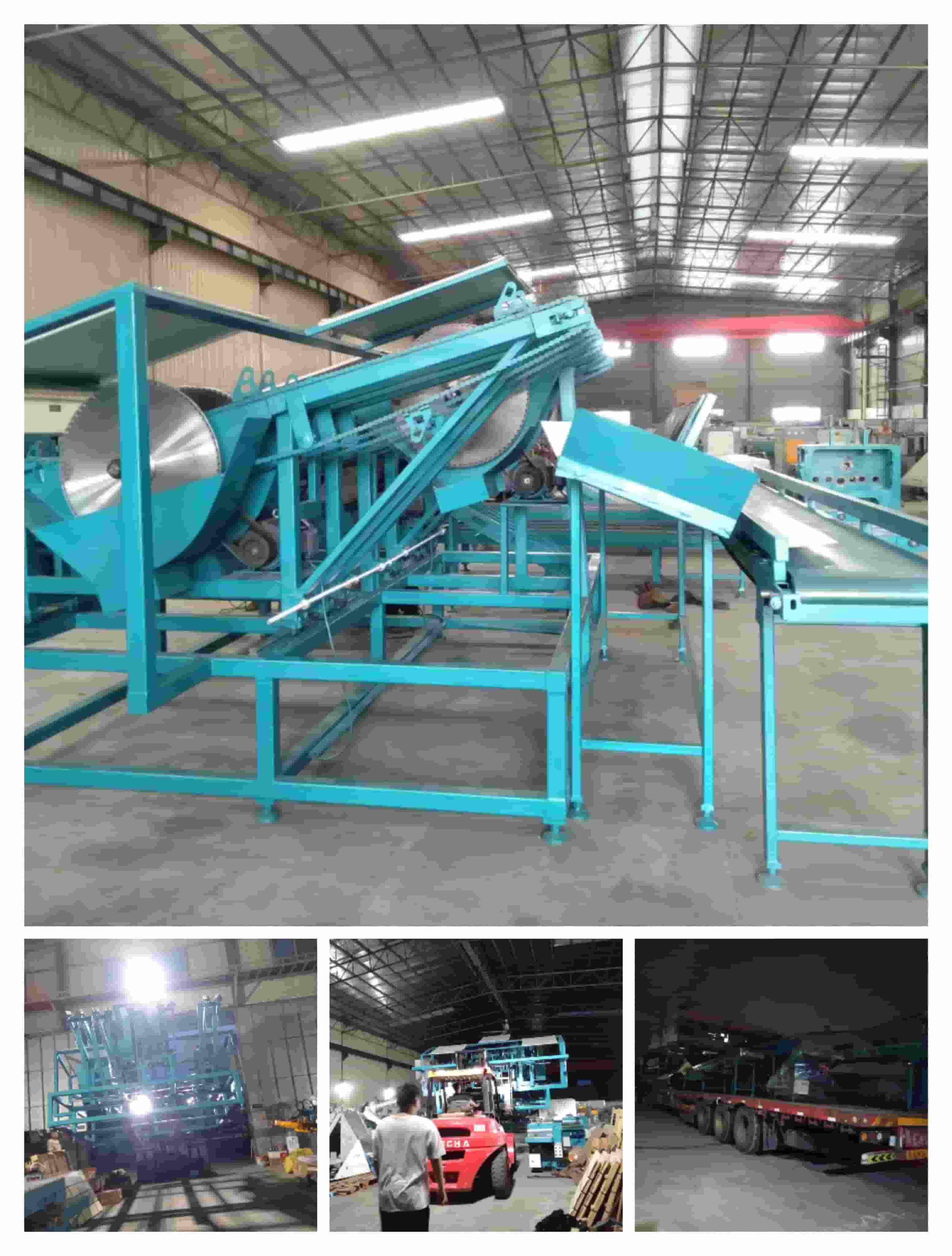 2023年8月24日發廣東省佛山市高明區-ZQ200圓木多片斷料鋸、皮帶輸送架、斜坡上料架、圓木堆料架